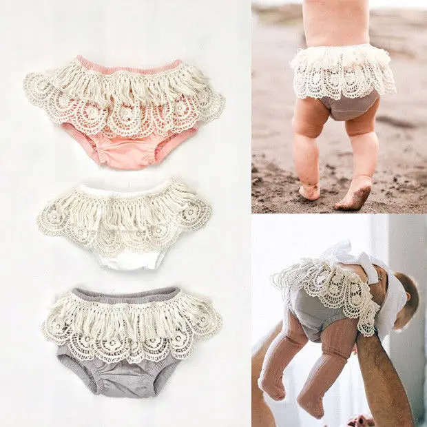 Newborn Baby Girls Lace Shorts Ruffle PP Pants Bloomers Diaper Nappy
