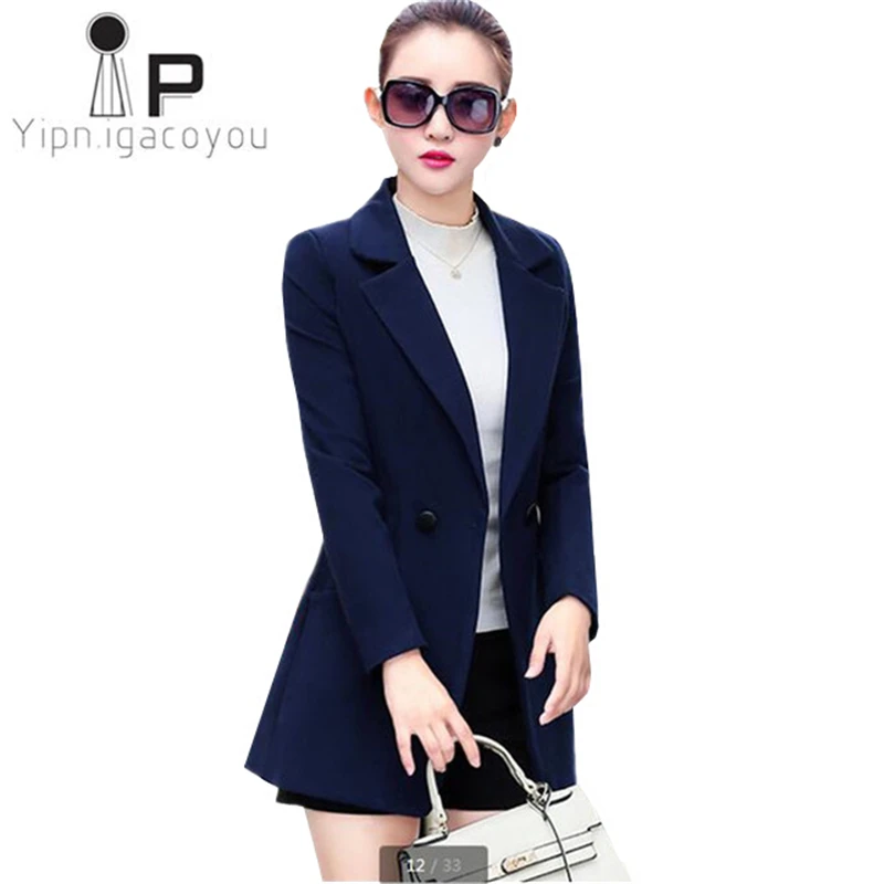 

Fashion Students coat Autumn Women tops Imitation cashmere coat Double-breasted South Korean style Office Ladies Outerwear 3XL