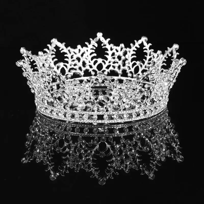 

Vintage Crystal Rhinestone Bridal Crown Bling Queen Tiara with Side Comb Glittering Jewelries Decoration for Wedding Engagement