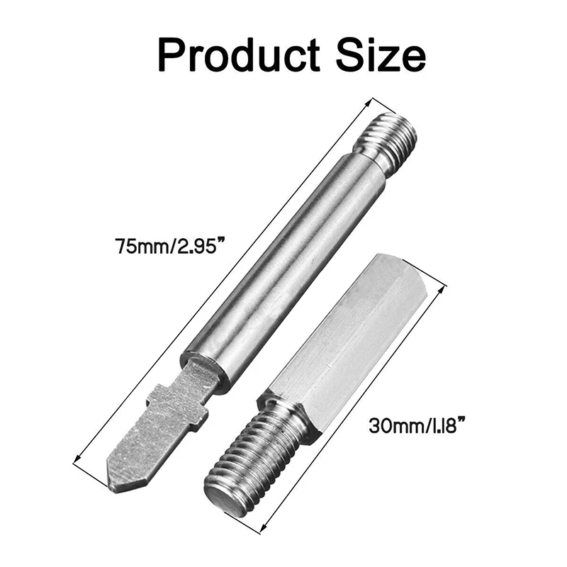 30mm/75mm Stainless Steel Percussion Massage Tip Extension Rod Adapter Bit for Jigsaw Massager Bit Tip Set