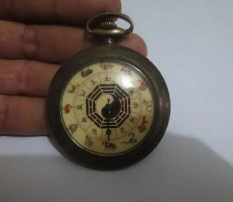 

collecet china zodiac Taiji Bagua copper machinery working pocket watch FREE SHIPPING