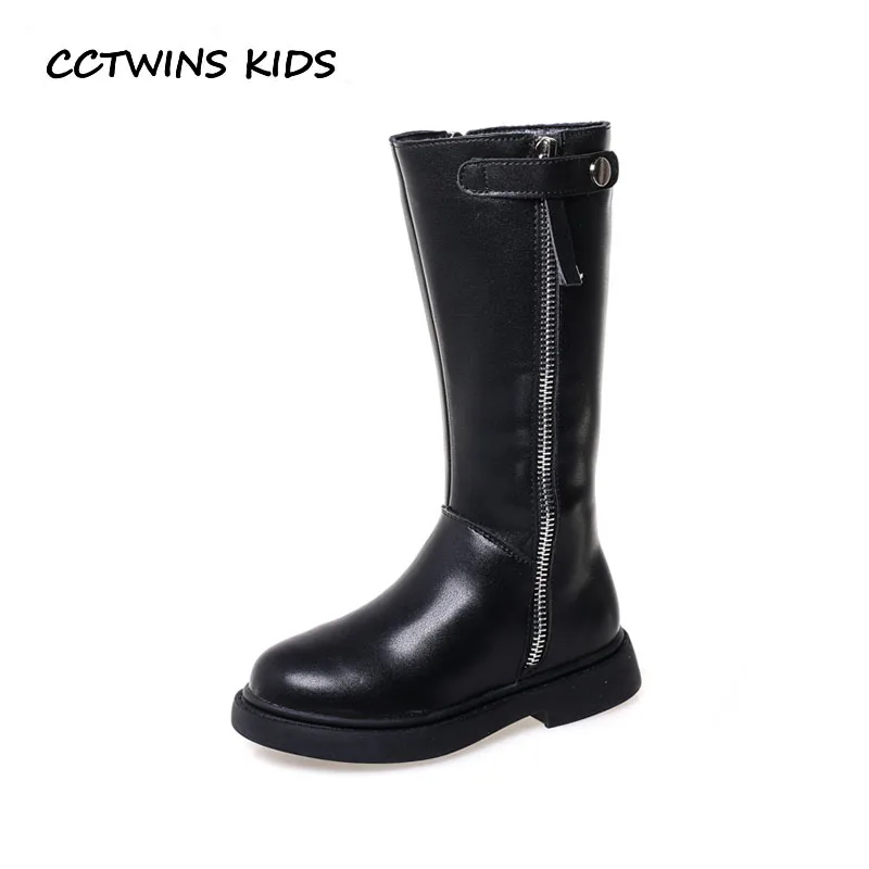 

CCTWINS KIDS 2018 Winter Children Pu Leather Shoe Baby Girl Brand Knee High Boot Toddler Fashion Warm Boot Black C1154