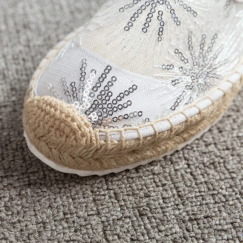 Bling Women Platform Fisherman Shoes Lace Slip-on Casual Loafers Flats Breathable Mules Vintage Ladies Women's Espadrilles Shoes (19)
