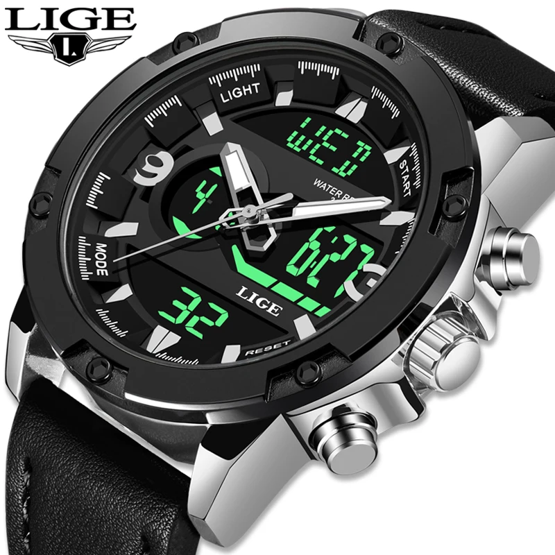 Мужские спортивные кварцевые часы Horloges Mannen LIGE многофункциональные