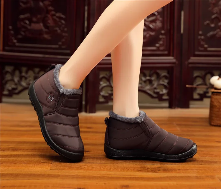 Merkmak/зимние мужские теплые ботинки однотонные теплые ботинки из водонепроницаемого материала и плюша удобная повседневная мужская обувь без шнуровки, светильник большой размер 46-45