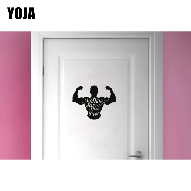 YOJA 22.8*17.4CM Muscle Man Mural Quote Weight Sport Bodybuilding Home Room Decor Wall Sticker Door Decal Accessories D2-0045 | Дом и сад
