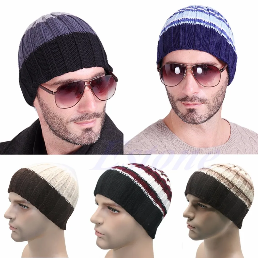 1pcs Men Wool Knit Hat Women Knit Winter Warm Crochet Slouch Oversized Hat Unisex Cap Beanie
