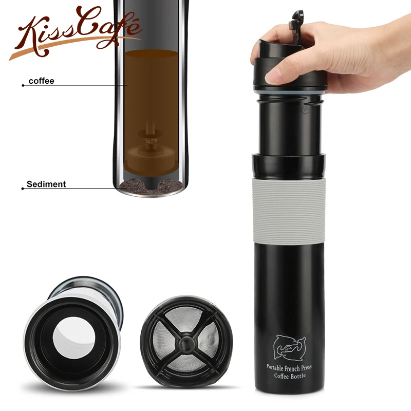 

300ML Espresso Protable Coffee French Pot 260mm*67mm Coffee Bean Grinding Pot Coffee Tea Water Pot For Outdoor Office Car