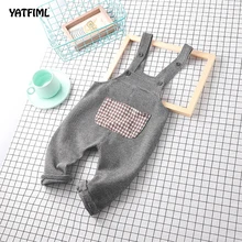 YATFIML/Детские комбинезоны для мальчиков и девочек; сезон весна-осень; детский клетчатый комбинезон; детская одежда; модная одежда