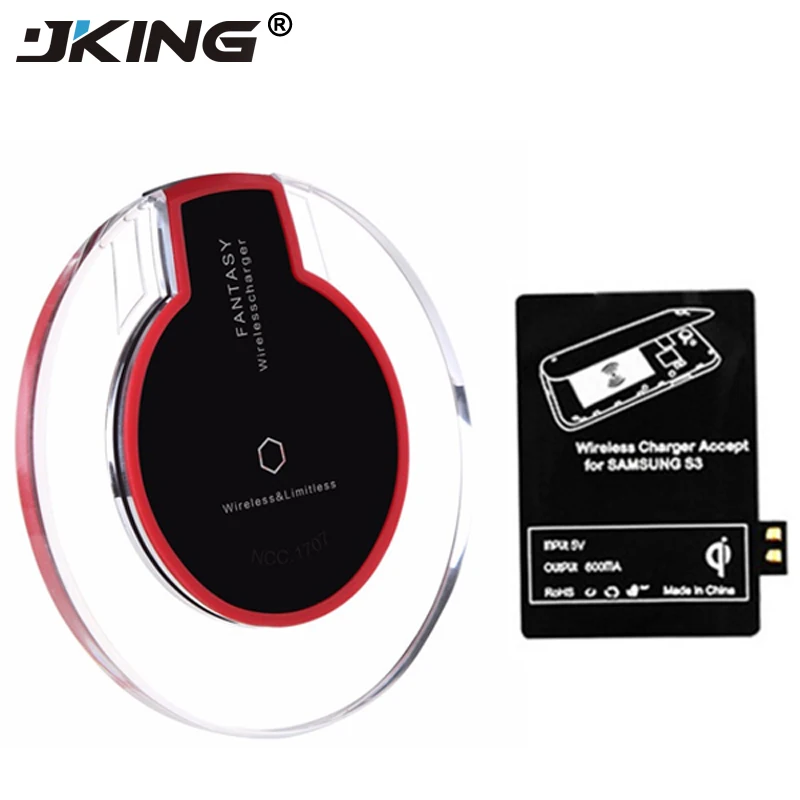 JKING 1Set Universal LED Qi Wireless Charging Pad Portable Wireless