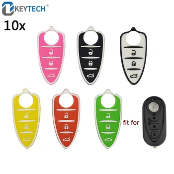 

OkeyTech 10PCS/LOT Silicone Rubber Key Pad Replacement 3 Buttons Case Fit For Alfa Romeo Mito Giulietta 159 GTA Flip Remote Key