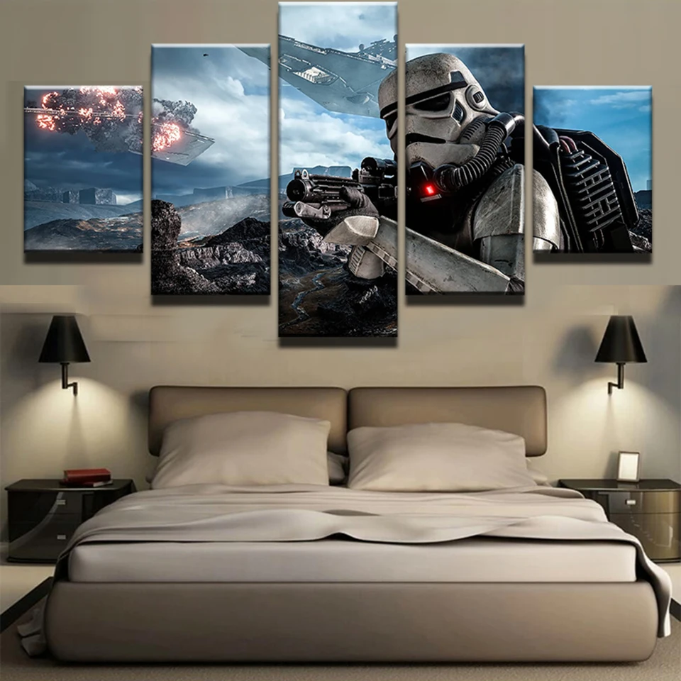 

Home Decoration Wall Art Modern 5 Panels Movie Star War Living Room Canvas HD Print Painting Modular Pictures Poster Frame