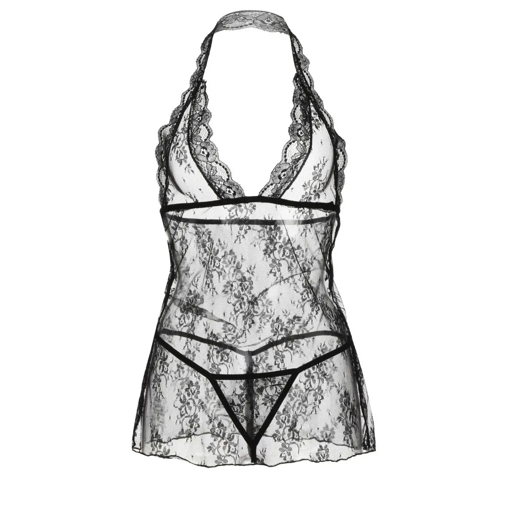 Сексуальное нижнее белье кружевное платье+ стринги Babydoll Нижнее Белье для сна