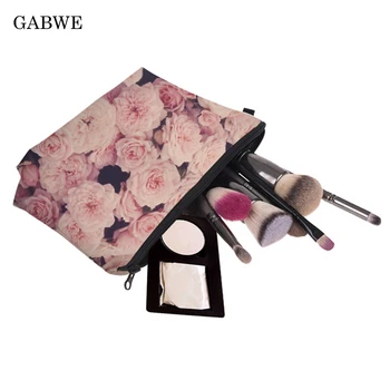 

GABWE Green Flower Prints Pattern Make Up Bag Pouch Travel Cosmetics Bags For PouchTravel Bag Organizer Maleta De Maquiagem