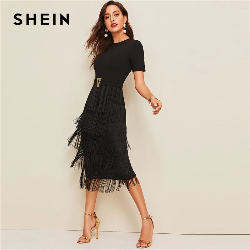 fringe dress shein