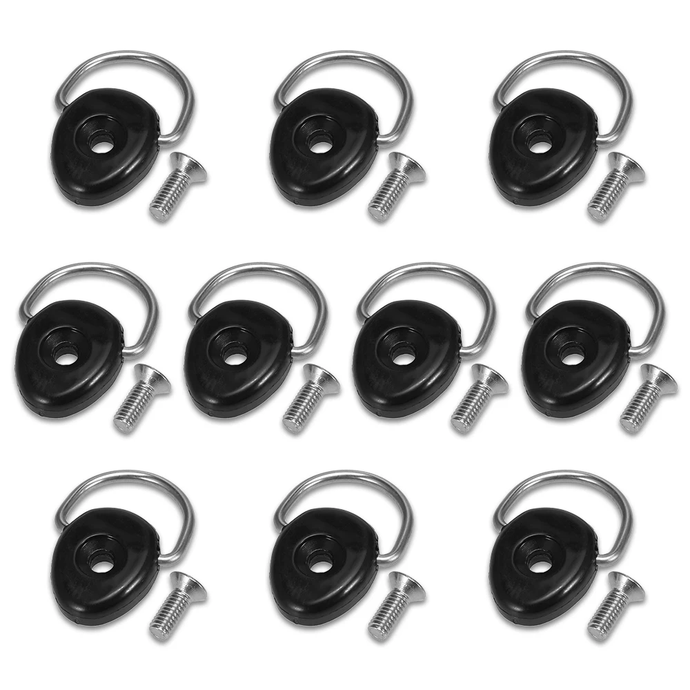 

10pcs Rowing Boat Kayak D Rings with Screw Kit Kayak Accessories Deck Loop Mounting Tie Down Kit Canoe Fishing Rigging Hardware