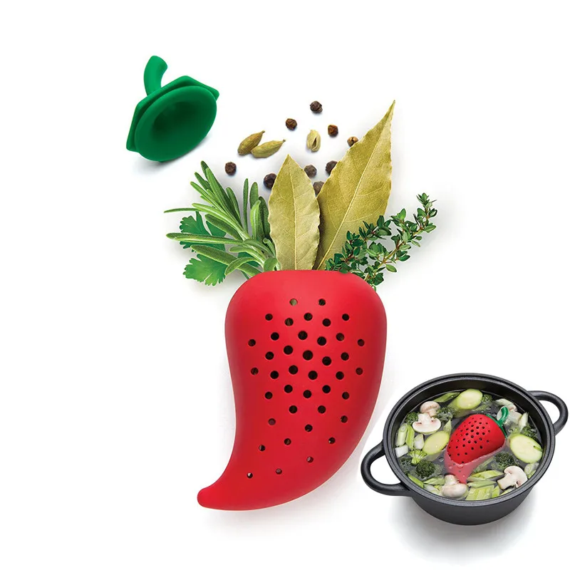 Hot Sale Creative Chilli Shape Spice Filter Seasoning Bags Strainer Resuable Food Grade Silicone Tea Infuser Gadgets Hot Sale Creative Chilli Shape Spice Filter Seasoning Bags Strainer Resuable Food Grade Silicone Tea Infuser Gadgets