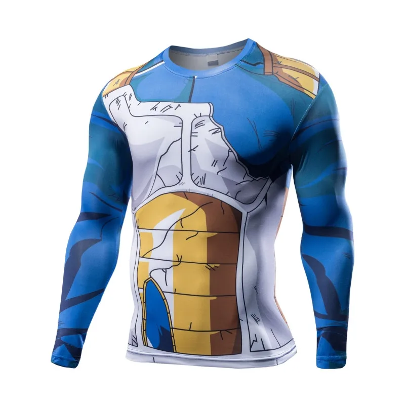 2017 طويلة الأكمام أنيمي camiseta المتناثرة شيرت القمصان التنين الكرة فيغيتا مطبوعة تي شيرت ضغط اللياقة بلايز