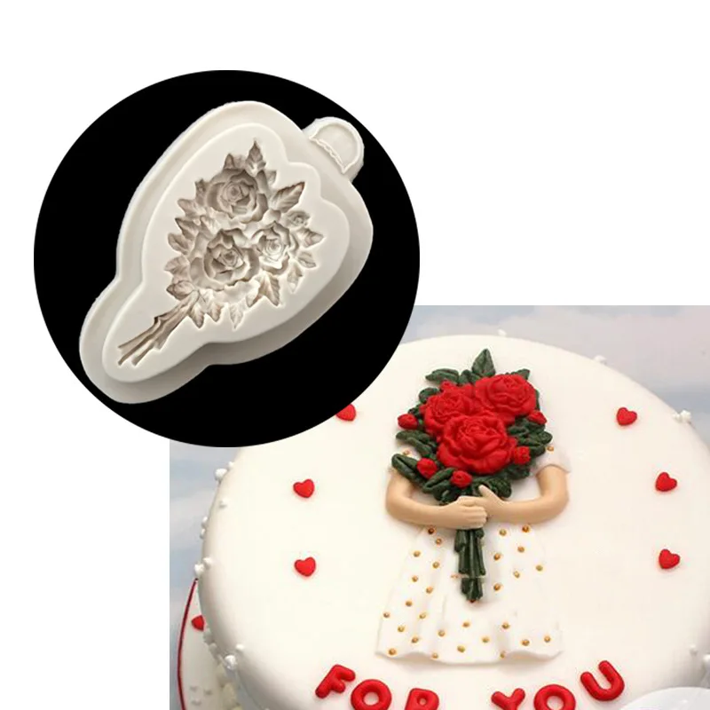 Silicone Cake Mold Rose Bouquet Fondant Wedding Cake Decorating Tools