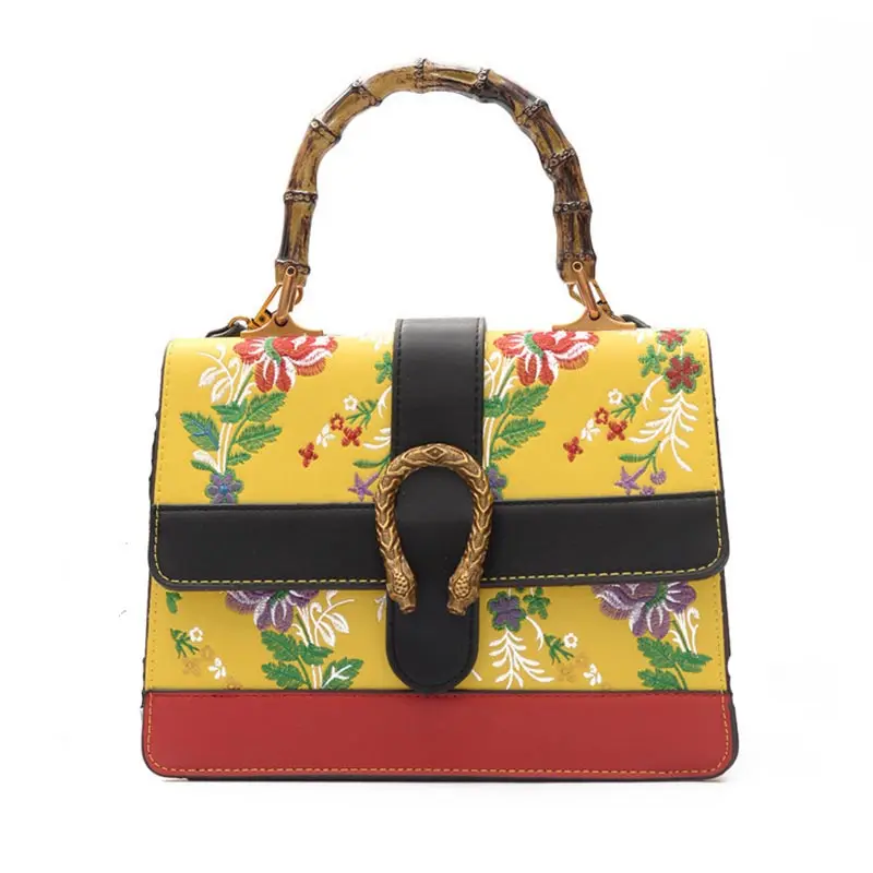 

La MaxZa Bag for Women Embroidery Plum Blossom Handbag 2019 New Retro Handle Bag Court Style Bamboo Joint Handbag