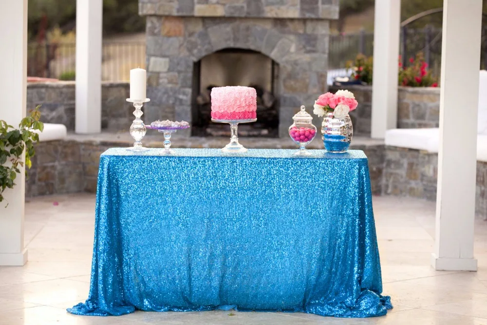 

Wholesale 10PCS 90x156inch Turquoise Sequin Tablecloth,Custom Made Rectangle Sequin Table cloth,Sparkling Sequin Table Cover