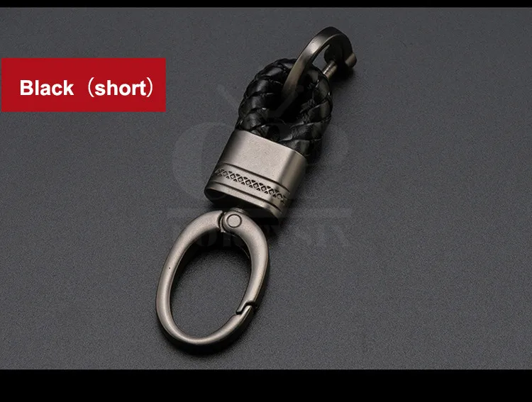 Кожаный+ металлический автомобильный брелок для ключей для автомобиля и дома, ключница для Nissan Bmw Honda Skoda VW KIA hyundai Toyota - Название цвета: black short
