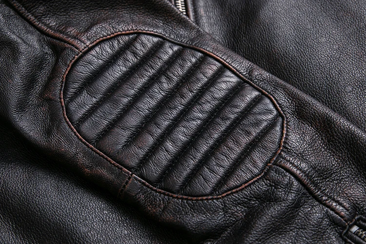 Vintage Leather Jacket Men 100% Genuine Cowhide Black Moto Biker Clothing Man Coat Boy Leather Coat Slim Autumn Asian Size M104 genuine leather shearling coats & jackets