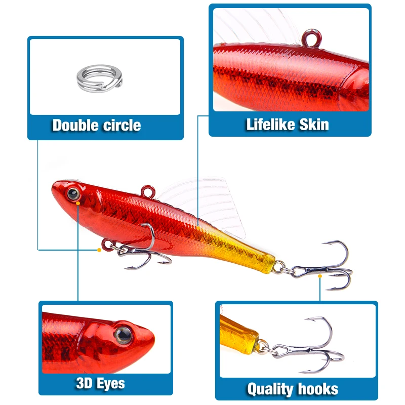 SEAPESCA طعوم صيد سمك البلمة 6.5 سنتيمتر 17g VIB الطعم الغوص دوارة الرقصة الجناح الاصطناعي المتذبذب Crankbait الصلب باس Pesca معالجة JK244