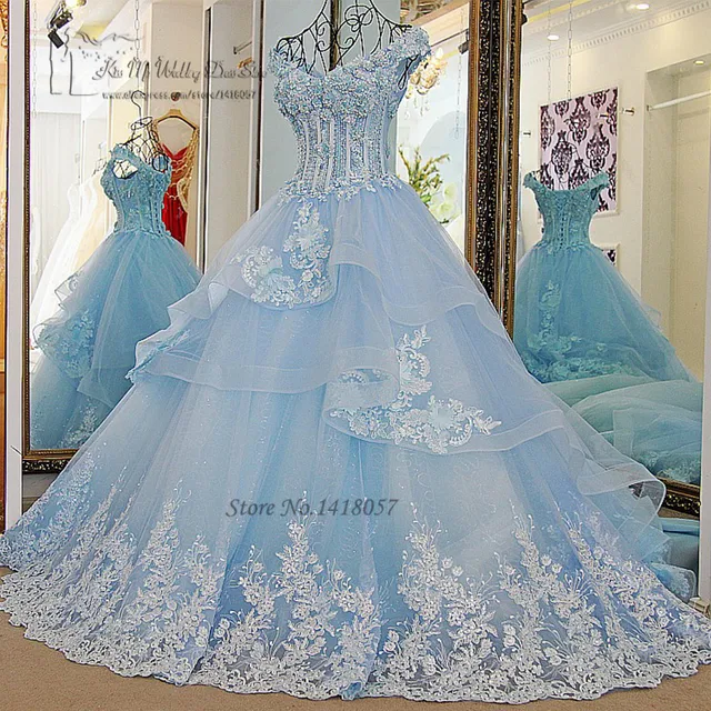 Vestido de Noiva Princesa Luxo Vintage Light Blue Wedding Dresses ... Vestido de Noiva Princesa Luxo Vintage Light Blue Wedding Dresses ...