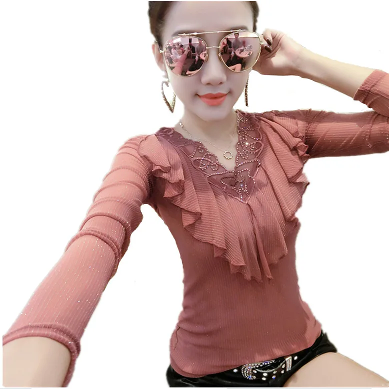 Buy Autumn new gauze shirt female long sleeved blouse