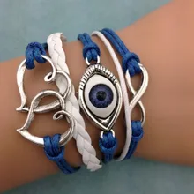 1 шт. бесконечности браслет, сглаза браслет, сердце браслет, кожаный браслет, браслет для подарок на год 3146 мини-заказ 10