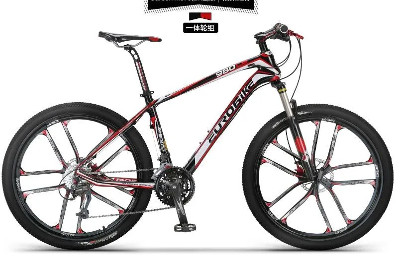 Cheap Kalosse  bicicleta mountain bike carbon  26*17inch  24/27/30speed  Carbon  Mountain bicycle  Hydraulic  Disc brakes 7