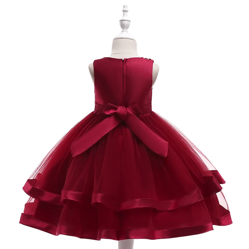 Г. Лидер продаж, Летнее Детское платье для девочек бальное платье на день рождения, свадьбу, элегантное красное платье принцессы без рукавов для девочек, От 2 до 12 лет