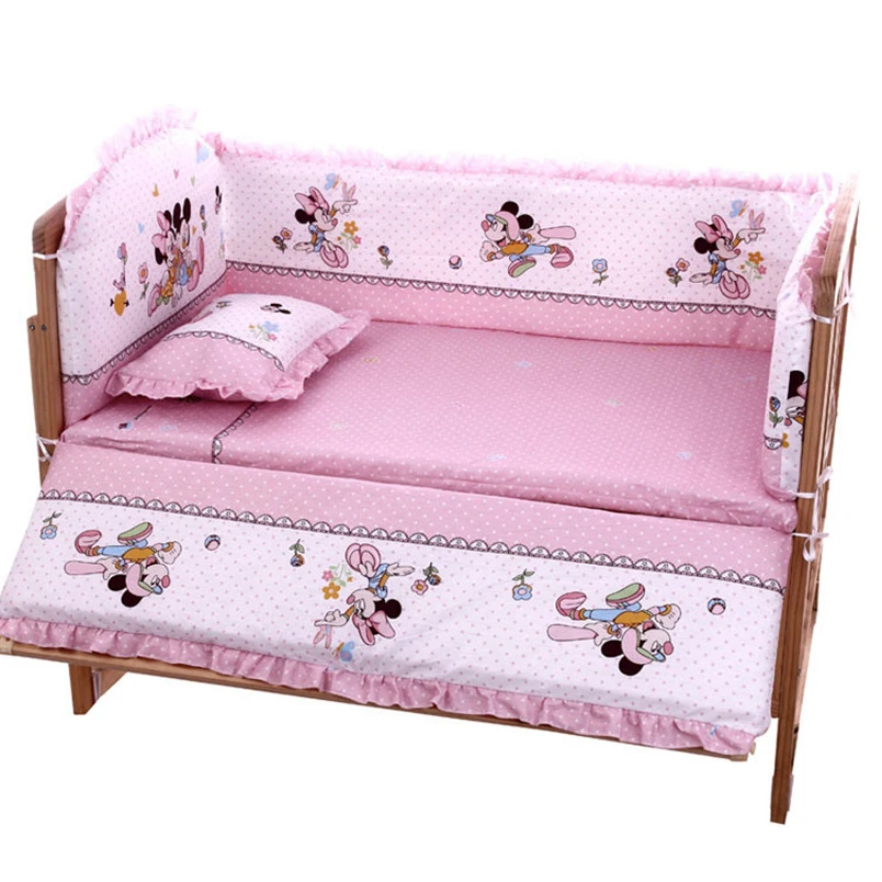 

90*50cm Summer Thin Cotton Baby Crib Bedding Set Newborn Infant Bed Linens 5pcs Cot Bumpers Mattress Pillow with filler