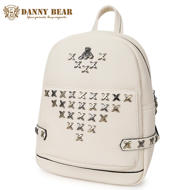 

DANNY BEAR Women Leather Backpacks Teenager Girl Leather Pu School Backpack Large Causal Shoulder Bags Students Back Bag Daypack
