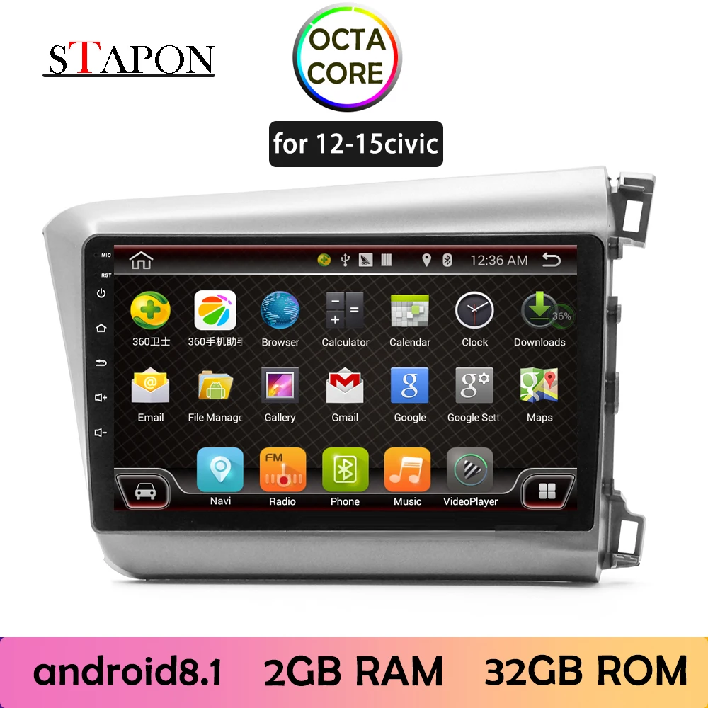 STAPON 9 дюймов для honda civic 12 15 автомобилей Android 8 1 2 Гб RAM OCTA CORE RDS Навигация DVD с рулевым