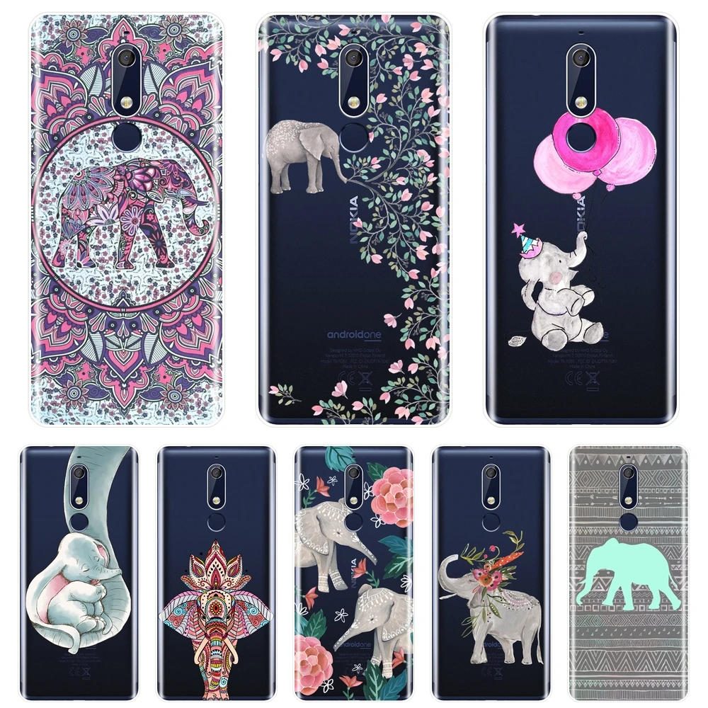 Back Cover For Nokia 7.1 6.1 5.1 3.1 2.1 Animal Elephant Flower Silicone Soft Phone Case Plus | Мобильные телефоны и