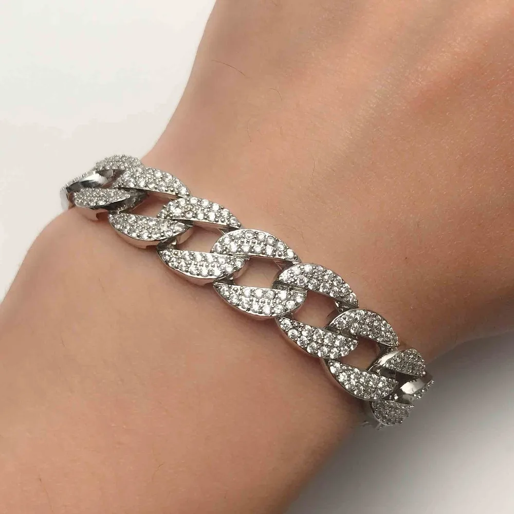 

length 17cm Luxurious AAA Zircon Elements hemp Male rope shape Crystal Men Bracelet Fashion Jewelry Made with Wholesale