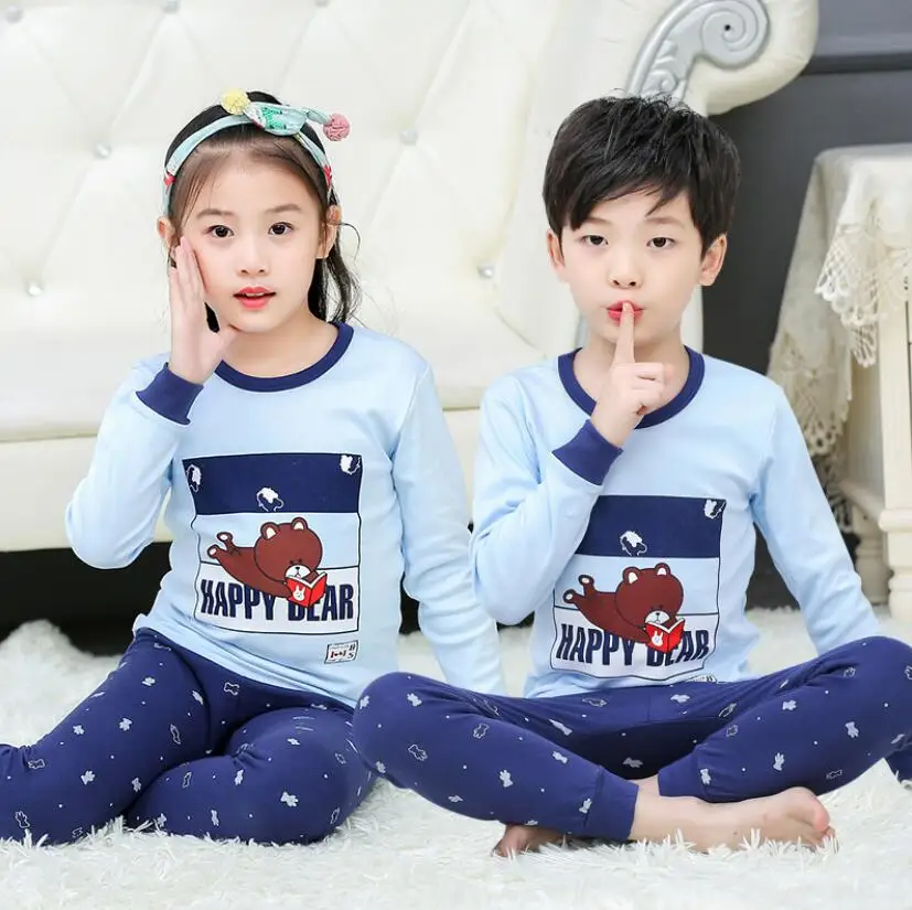 kids pajamas children sleepwear baby pajamas sets boys girls animal pyjamas pijamas cotton nightwear Homewear Toddler Clothes - Цвет: 11