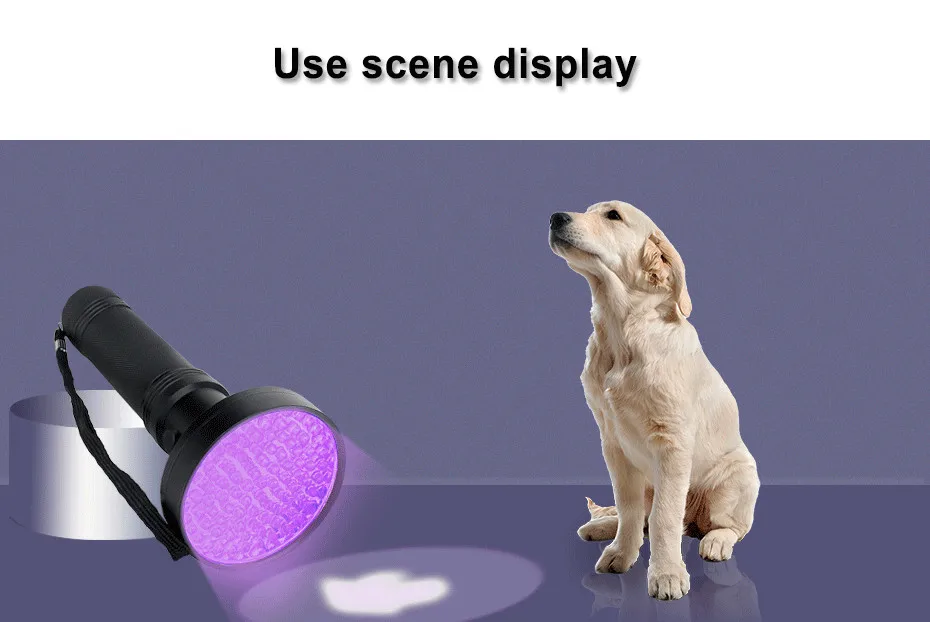 UV Flashlight 100 LEDs 395nm Ultraviolet Torch Waterproof Led Ultra Violet Light For Pet Stains Dog Urine and Bed Bug Detector