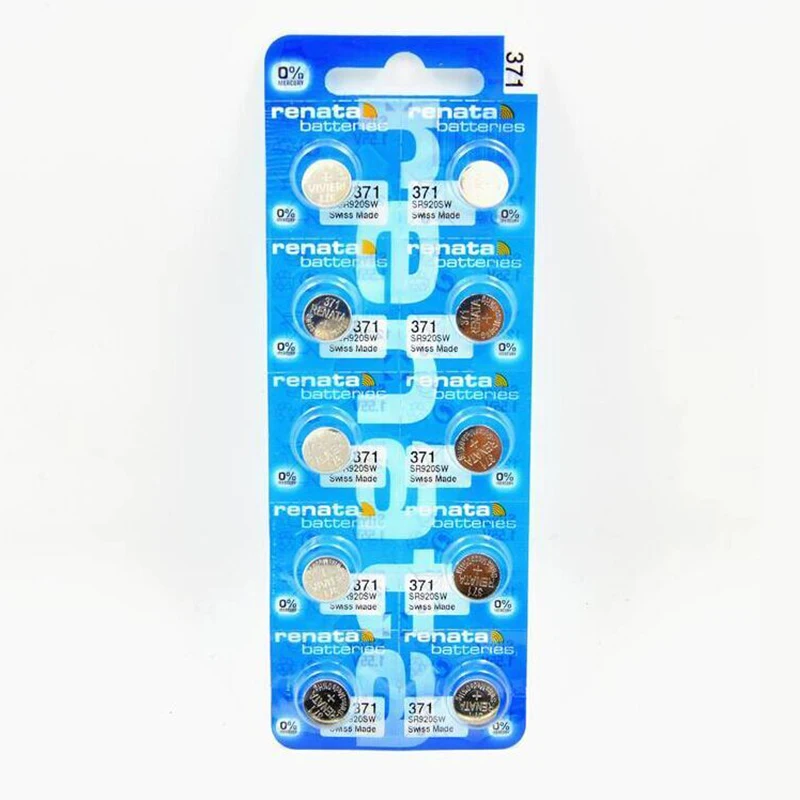 10 шт./упак. 100% Renata Brand 371 SR920SW LR69 LR920 AG6 Аккумулятор для часов|watch battery|371 sr920swag6 battery |