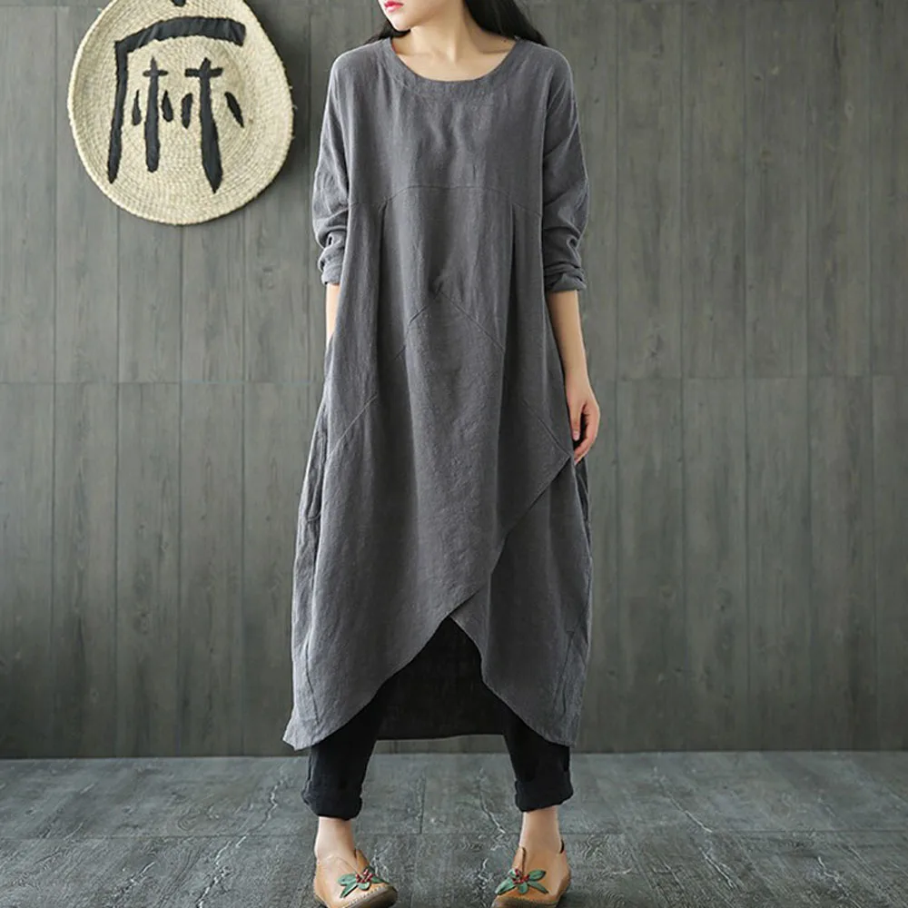 

Runback Plus Size Dress Women A-line High Waist Long Sleeve Party Dresses Black Elagant 2018 Autumn Loose Tunic Lady Big Dress