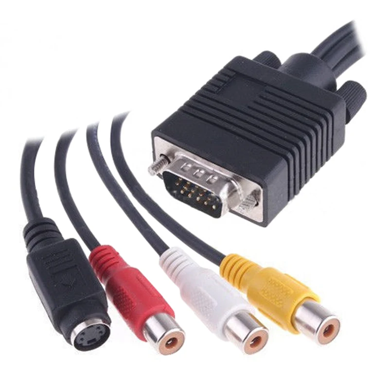 VGA to S Video 3 RCA Female Converter Composite AV TV Out Adapter Cable for PC Laptop Tablet Notebook