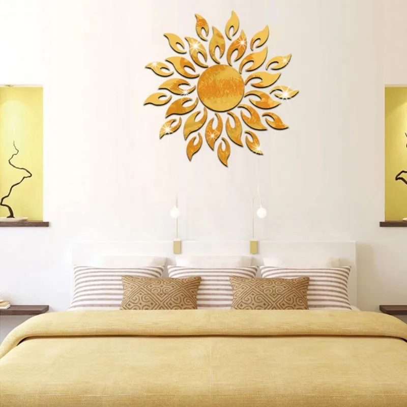 DIY 3D блестящие солнечные зеркальные настенные стикеры акриловые фрески наклейка домашний Декор Съемный W15