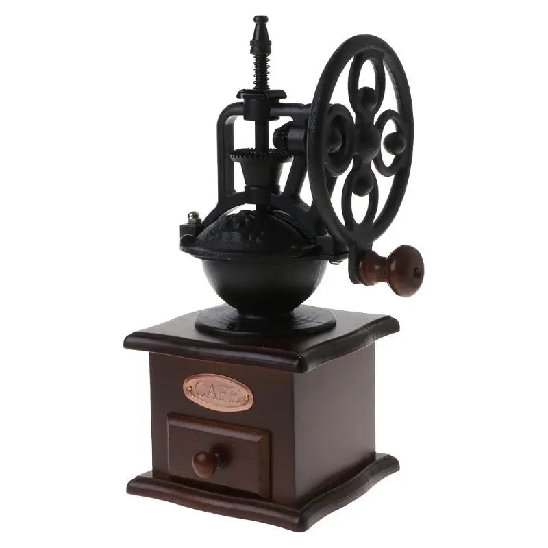 

1 Set Manual Coffee Grinder Vintage Retro Style Wooden Mill Grinding Ferris Wheel Design Hand Maker Machine Kitchen Tools