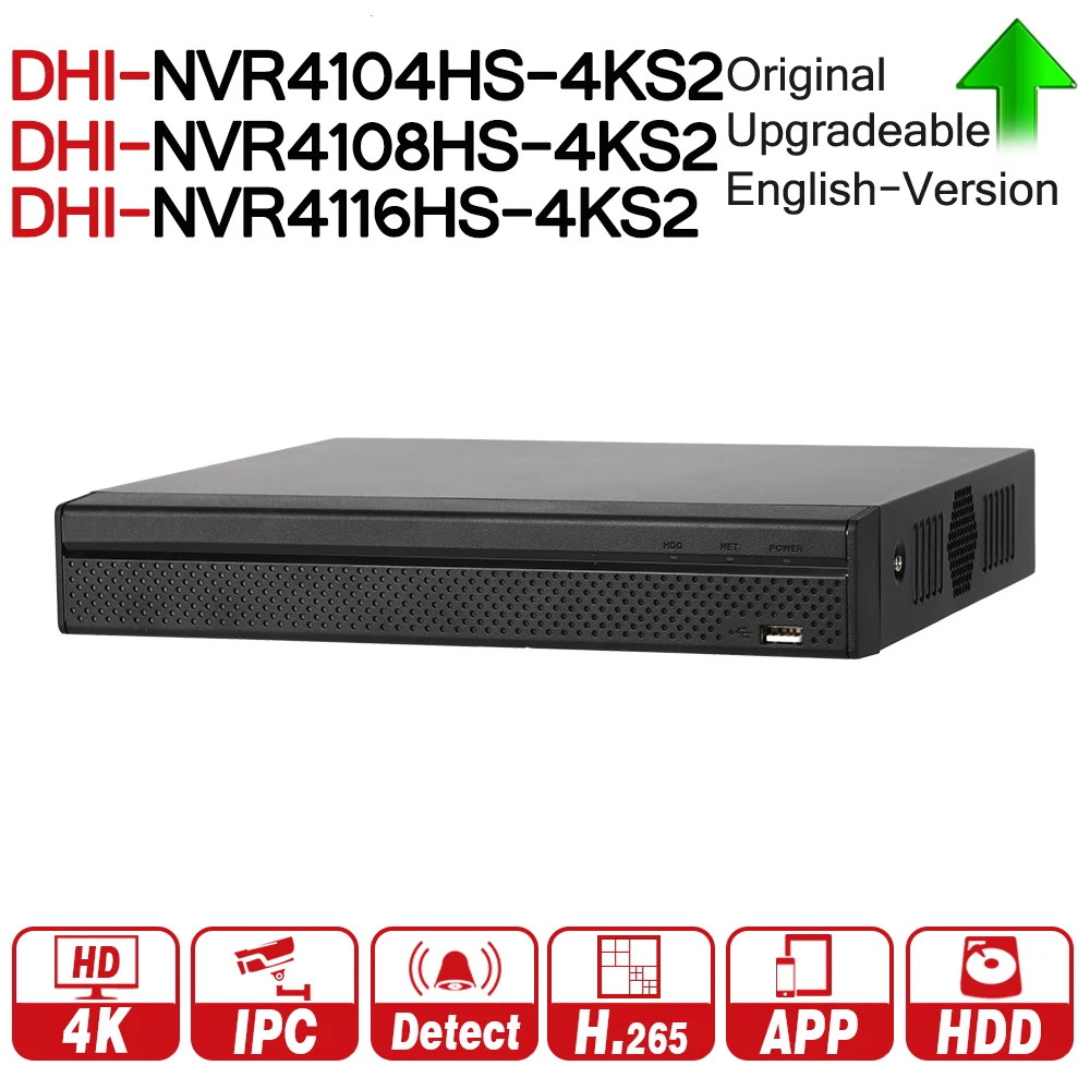 

DH NVR4104HS-4KS2 NVR4108HS-4KS2 NVR4116HS-4KS2 Lite NVR 4 8 16 Channel Compact 1U 4K H.265 ONVIF 80Mbps MAX 8MP Resolution