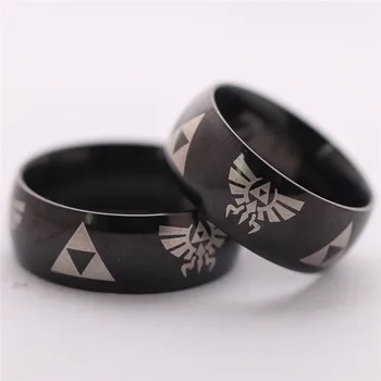 

2015 New Arrival The Legend of Zelda Ring Shiny Black Men's Tungsten Carbide Wedding Ring For Men Wholesale 12pcs/lot