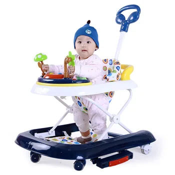 

Baby Walker with Wheels Child Walking Assistant Anti Rollover Multi-function Hand Push Walker Car Folding Music Rocking Hose