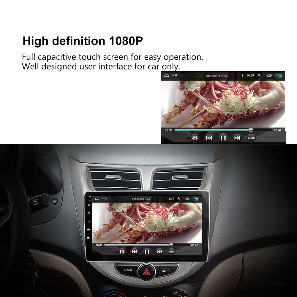 Excellent 2din Android  9"  Car Radio StereoMultimedia Video Player Navigation GPS For solaris Hyundai 1 2 Accent Verna sedan 2010--2016 4