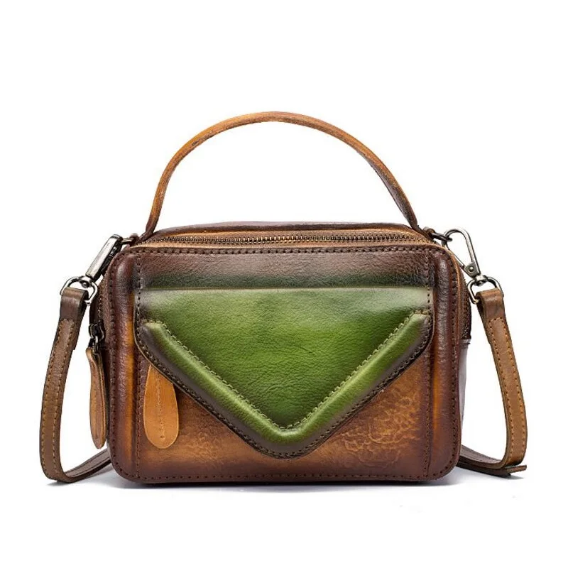 

Unique Color-mixing Designer Genuine Leather Women's Small Flap Pocket Bag Real Cowhide Mini Purse Handbag Female Messenger Bag